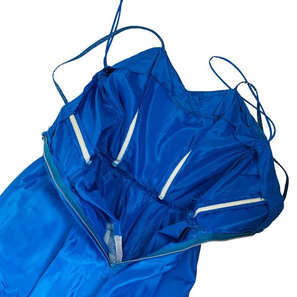 Vintage 50s Sapphire Dress Rhinestone Straps Blue Sweetheart Prom Gown | W 26" - Picture 8 of 16